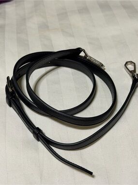 Jimmy Choo Black Leather Crossbody Strap with Silver-Tone Clips